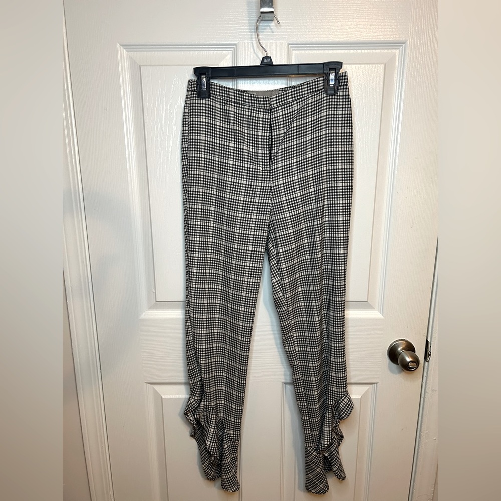 ASOS Ruffled flare plaid pants